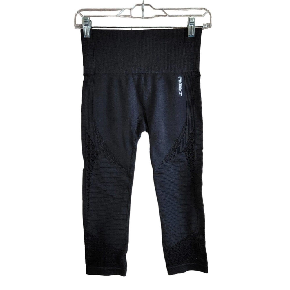 Gymshark Energy Seamless Crop Capri Pants Leggings Size Small Solid Black